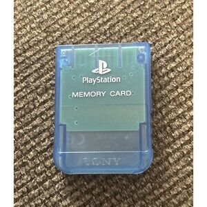 Playstation 1 PS1 Official Memory Card SCPH-1020 Transparent Blue Untested